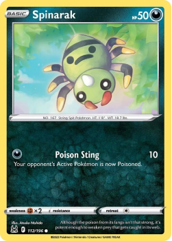 Spinarak : SWORD AND SHIELD LOST ORIGIN 112/196 - Pokemon Single Card