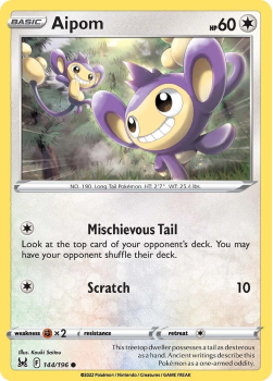 Aipom : SWORD AND SHIELD LOST ORIGIN 144/196 - Pokemon Single Card