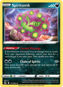 Spiritomb : SWORD AND SHIELD LOST ORIGIN 117/196 - Pokemon Single Card