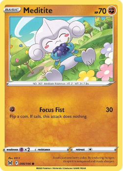 Meditite : SWORD AND SHIELD LOST ORIGIN 99/196 - Pokemon Single Card