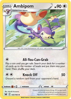 Ambipom : SWORD AND SHIELD LOST ORIGIN 145/196 - Pokemon Single Card