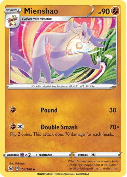 Mienshao : SWORD AND SHIELD LOST ORIGIN 104/196 - Pokemon Single Card