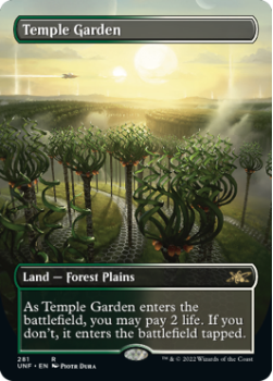Temple Garden (BORDERLESS) (FOIL) : 281 UNFINITY - Magic the Gathering Single Card
