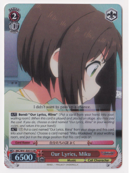 Our Lyrics, Miku (SR) single card from Weiss/Schwarz