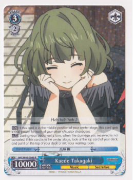 Kaede Takagaki single card from Weiss/Schwarz