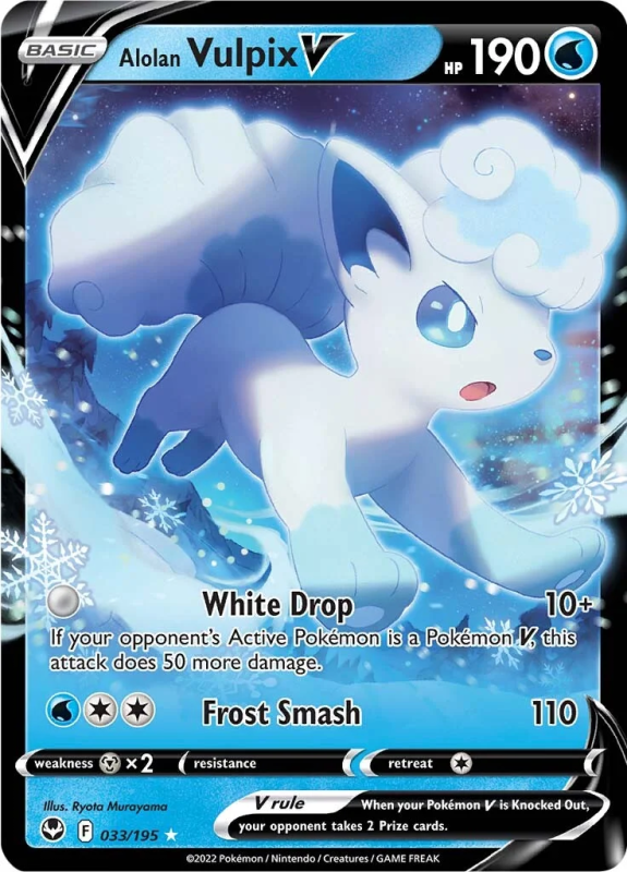 Alolan Vulpix V SWORD AND SHIELD SILVER TEMPEST 33/195 Pokemon Single Card