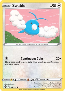 Swablu : SWORD AND SHIELD - SILVER TEMPEST 142/195 - Pokemon Single Card