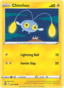 Chinchou : SWORD AND SHIELD - SILVER TEMPEST 51/195 - Pokemon Single Card