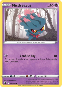 Misdreavus : SWORD AND SHIELD - SILVER TEMPEST 63/195 - Pokemon Single Card