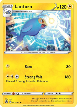 Lanturn : SWORD AND SHIELD - SILVER TEMPEST 52/195 - Pokemon Single Card