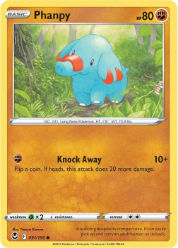 Phanpy : SWORD AND SHIELD - SILVER TEMPEST 91/195 - Pokemon Single Card