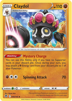 Claydol : SWORD AND SHIELD - SILVER TEMPEST 94/195 - Pokemon Single Card
