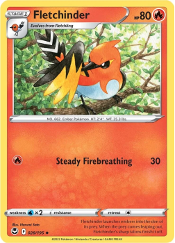 Fletchinder : SWORD AND SHIELD - SILVER TEMPEST 28/195 - Pokemon Single Card