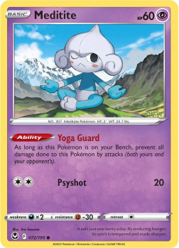 Meditite : SWORD AND SHIELD - SILVER TEMPEST 72/195 - Pokemon Single Card