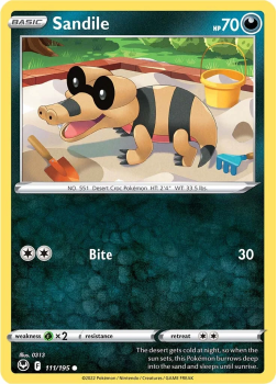 Sandile : SWORD AND SHIELD - SILVER TEMPEST 111/195 - Pokemon Single Card
