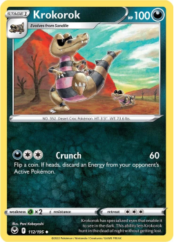 Krokorok : SWORD AND SHIELD - SILVER TEMPEST 112/195 - Pokemon Single Card