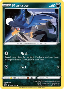 Murkrow : SWORD AND SHIELD - SILVER TEMPEST 106/195 - Pokemon Single Card