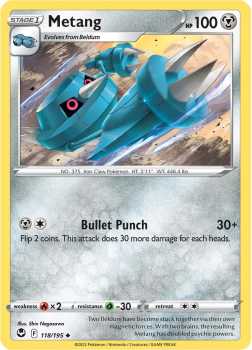 Metang : SWORD AND SHIELD - SILVER TEMPEST 118/195 - Pokemon Single Card