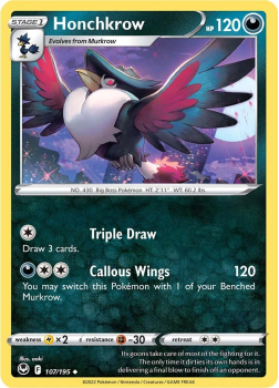 Honchkrow : SWORD AND SHIELD - SILVER TEMPEST 107/195 - Pokemon Single Card
