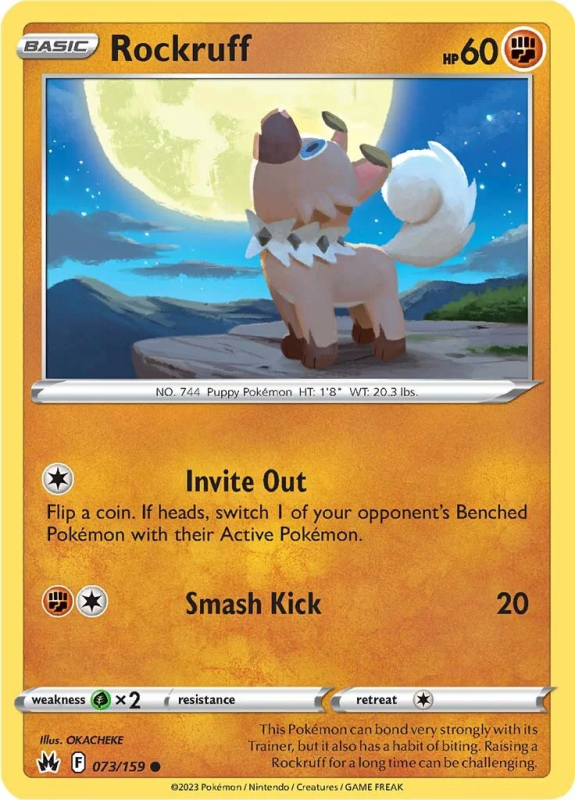 Rock Ruff Common Card Rockruff : SWORD AND SHIELD - CROWN ZENITH 73/159 - Pokemon Single Card