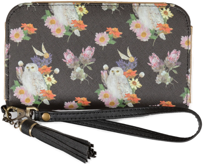 Harry Potter Borsa Per Smartphone Con Motivo Floreale Hedwig, Nera, Ufficiale Bioworld