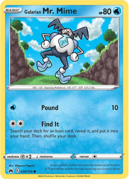 Galarian Mr. Mime single card from Pokemon TCG