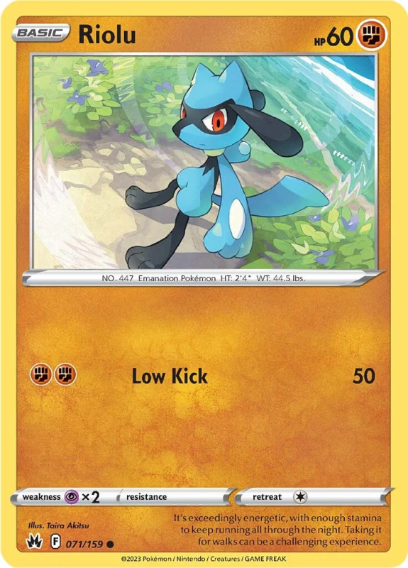 Riolu (REVERSE HOLO) SWORD AND SHIELD CROWN ZENITH 71/159 Pokemon