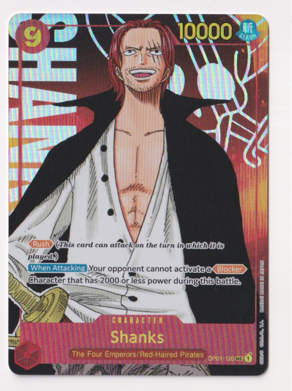 Shanks (PARALLEL) : OP01-120 ROMANCE DAWN - One Piece Single Card Shanks (PARALLEL) : OP01-120 ROMANCE DAWN - One Piece Single Card
