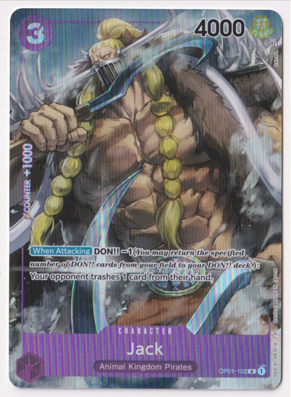 Jack (PARALLEL) : OP01-102 ROMANCE DAWN - One Piece Single Card Jack (PARALLEL) : OP01-102 ROMANCE DAWN - One Piece Single Card