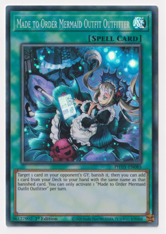 Made to Order Mermaid Outfit Outfitter (Super Rare) : PHHY-EN085 - Yu-Gi-Oh! Single Card Made to Order Mermaid Outfit Outfitter (Super Rare) : PHHY-EN085 - Yu-Gi-Oh! Single Card