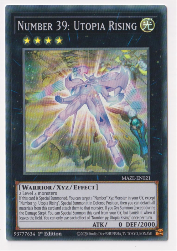 Number 39: Utopia Rising (Super Rare) : MAZE-EN021a - Yu-Gi-Oh! Single Card Number 39: Utopia Rising (Super Rare) : MAZE-EN021a - Yu-Gi-Oh! Single Card