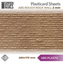 Green Stuff World ABS Plasticard - ROUGH ROCK WALL Textured Sheet - A4