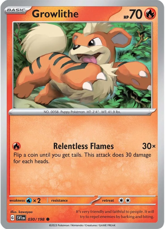 Growlithe (REVERSE HOLO) : SCARLET AND VIOLET - BASE SET 30/198 - Pokemon  Single Card
