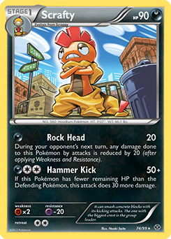 Scrafty (REVERSE HOLO) 74/99 - single card from Pokemon TCG