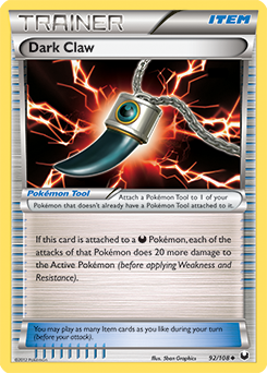 Dark Claw (REVERSE HOLO) 092/108 single card from Pokemon TCG