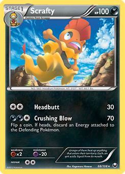 Scrafty (REVERSE HOLO) 068/108 single card from Pokemon TCG