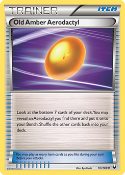 Old Amber Aerodactyl (REVERSE HOLO) 097/108 single card from Pokemon TCG