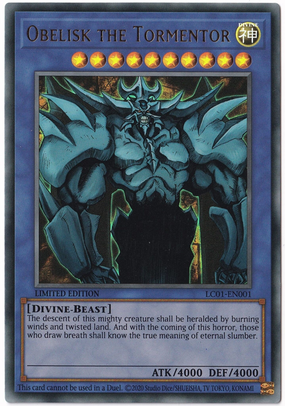 Yu-Gi-Oh! Promo Card LC01-EN001 Obelisk the Tormentor (Ultra Rare ...