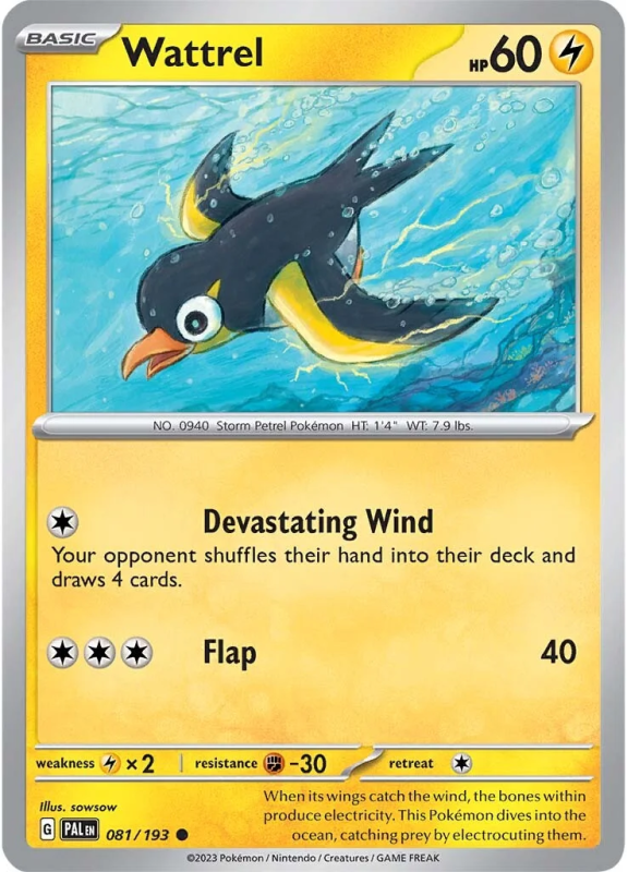 Wattrel : SCARLET AND VIOLET - PALDEA EVOLVED 81/193 - Pokemon Single Card Wattrel : SCARLET AND VIOLET - PALDEA EVOLVED 81/193 - Pokemon Single Card