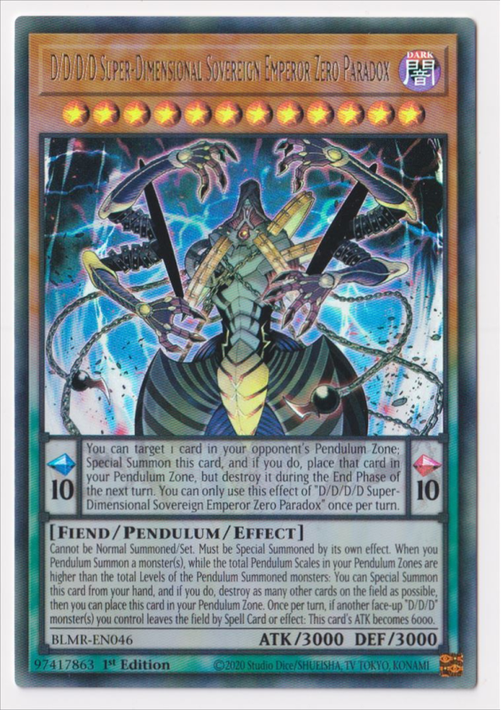 D/D/D/D Super-Dimensional Sovereign Emperor Zero Paradox (Ultra Rare) : BLMR-EN046 - Yu-Gi-Oh! Single Card D/D/D/D Super-Dimensional Sovereign Emperor Zero Paradox (Ultra Rare) : BLMR-EN046 - Yu-Gi-Oh! Single Card
