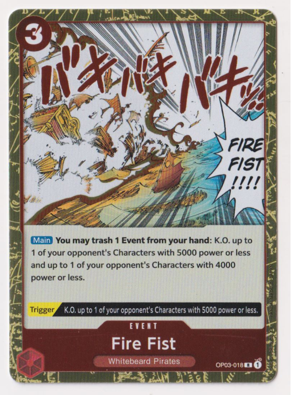one piece card game fire fist OP03-018 R Parallel holofoil pattern or surface detail) Fire Fist : OP03-018 PILLARS