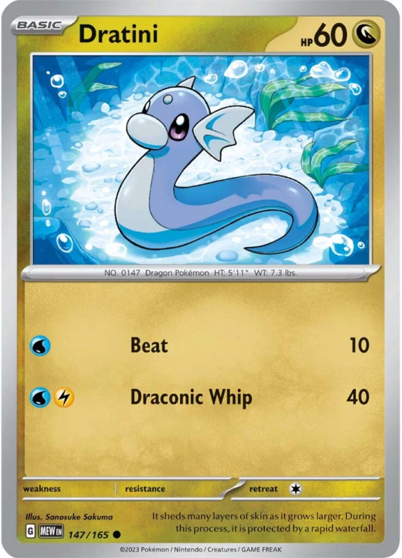 Dratini (REVERSE HOLO) SCARLET AND VIOLET 151 147/165 Pokemon