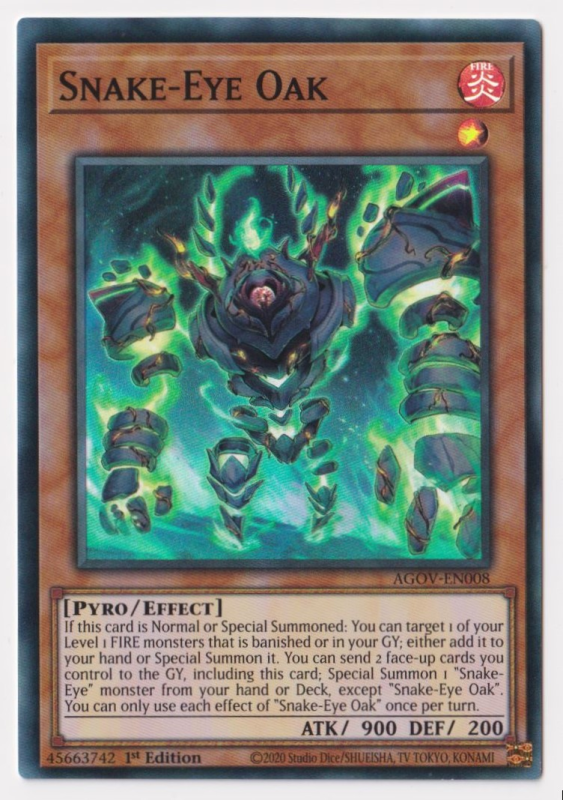 snake eyes yugioh cards AGOV-AE007 Snake-Eye Ash (SER)