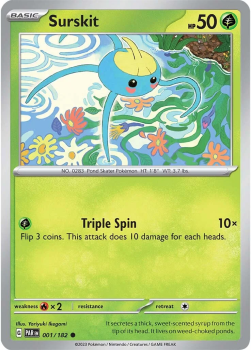 Surskit : SCARLET AND VIOLET - PARADOX RIFT 01/182 - Pokemon Single Card