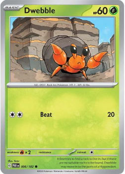 Dwebble : SCARLET AND VIOLET - PARADOX RIFT 06/182 - Pokemon Single Card