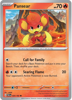 Pansear : SCARLET AND VIOLET - PARADOX RIFT 20/182 - Pokemon Single Card