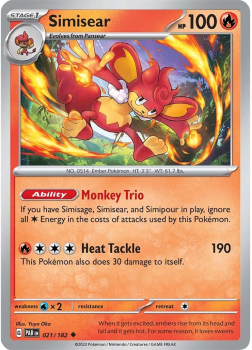 Simisear : SCARLET AND VIOLET - PARADOX RIFT 21/182 - Pokemon Single Card