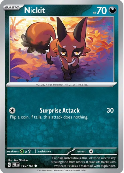 Nickit : SCARLET AND VIOLET - PARADOX RIFT 119/182 - Pokemon Single Card