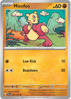Mienfoo : SCARLET AND VIOLET - PARADOX RIFT 96/182 - Pokemon Single Card