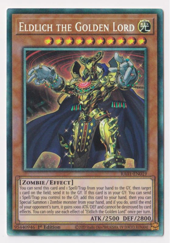 Yugioh Rarity Collection Card Eldlich The Golden Lord - Yu-Gi-Oh! Platinum Secret Rare Card (RA01-EN019) 1st Edition Yugioh Card Yugioh Rarity Collection Card Eldlich The Golden Lord - Yu-Gi-Oh! Platinum Secret Rare Card (RA01-EN019) 1st Edition Yugioh Card